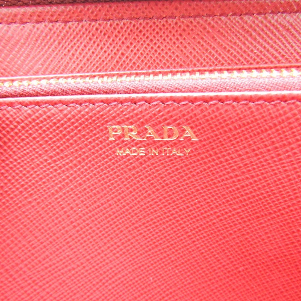 Prada Saffiano SHINE 1ML506 Women's Leather Long Wallet (bi-fold) Red Color - Picture 9 of 11
